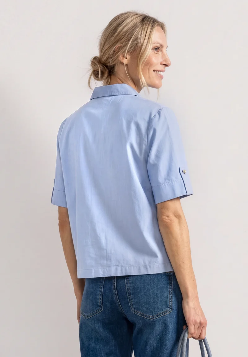 Chambray splitneck shirtcollar, original blue