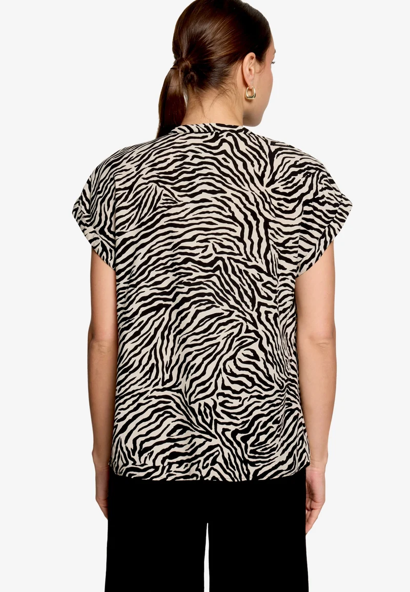 Bluse Kurz 1/2 Arm, Cream/Black