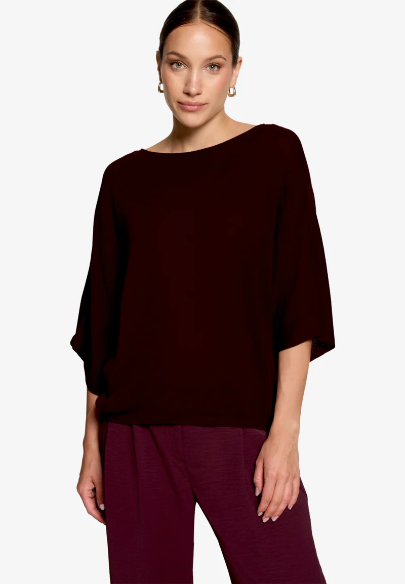 Strickpullover Kurz 1/2 Arm, Dark Aubergine