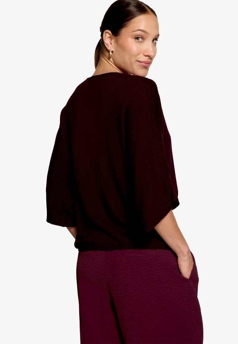 Strickpullover Kurz 1/2 Arm, Dark Aubergine