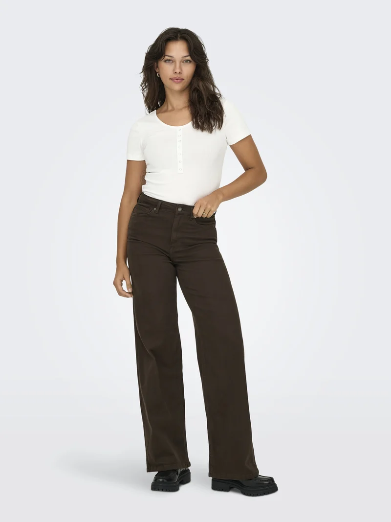 ONLMADISON BLUSH HW WIDE COLOR DNM, Dark Brown Denim