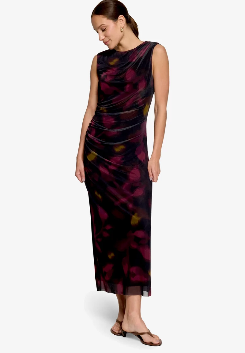 Kleid Lang ohne Arm, Black/Dark Red