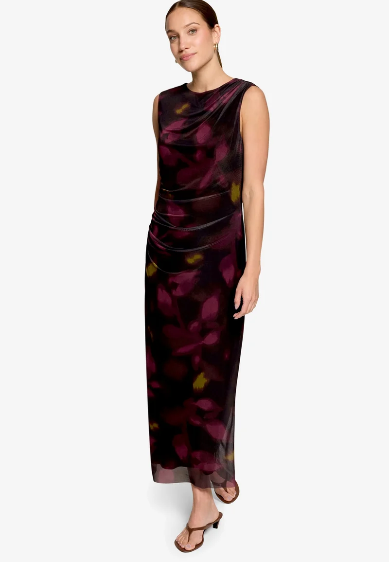 Kleid Lang ohne Arm, Black/Dark Red