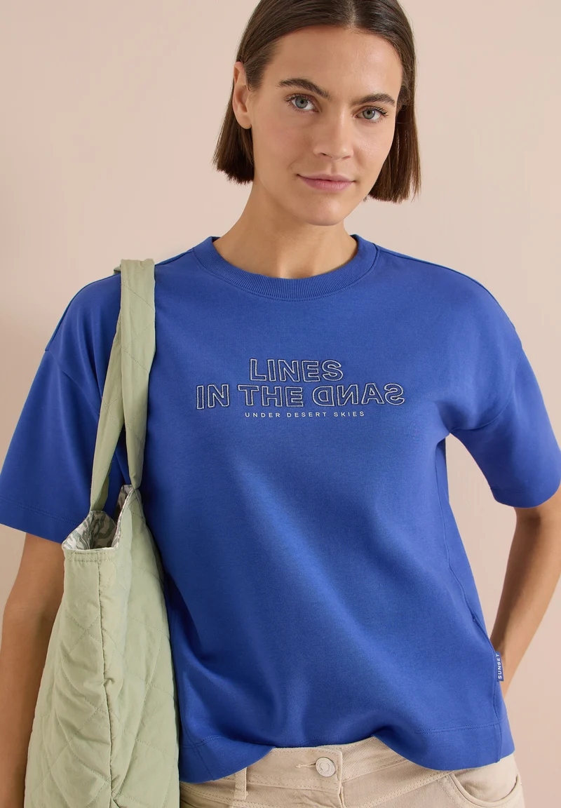 Sweatshirt w. Embroidery, deep river blue