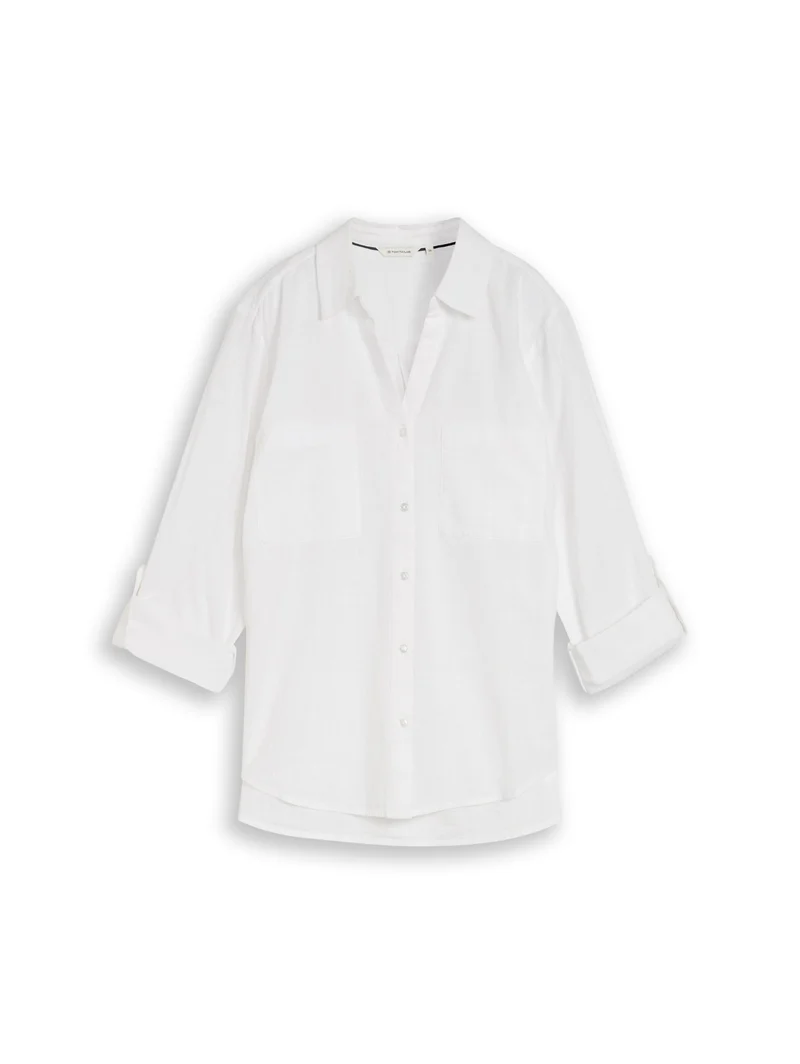 blouse with slub structure, White