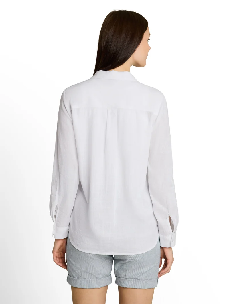 blouse with slub structure, White