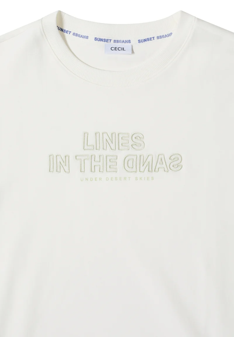 Sweatshirt w. Embroidery, vanilla white