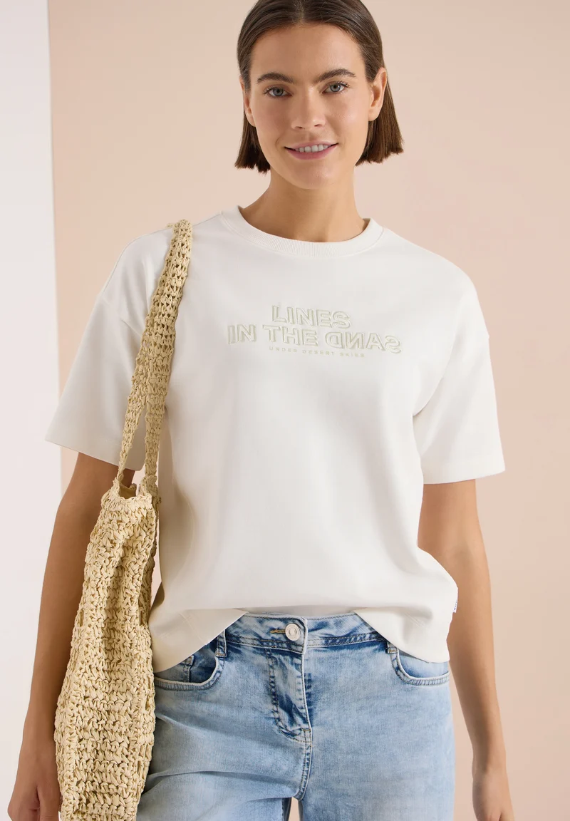 Sweatshirt w. Embroidery, vanilla white