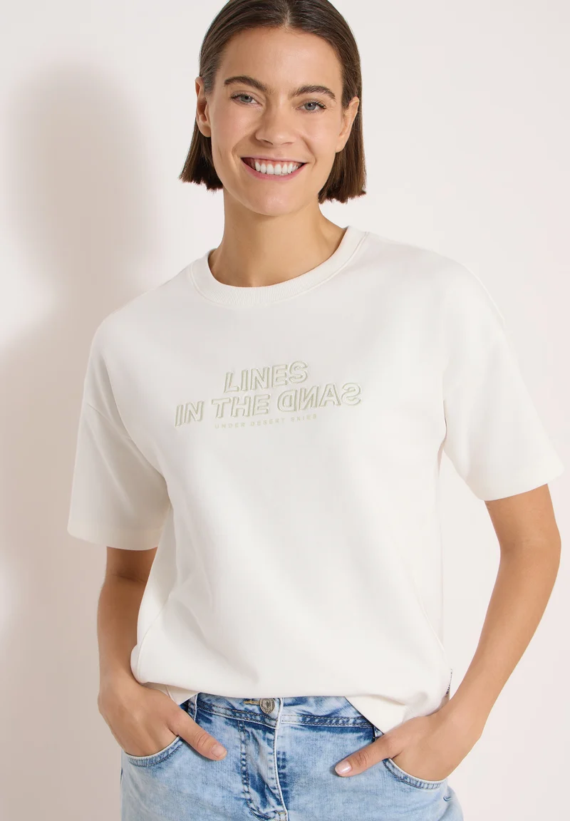 Sweatshirt w. Embroidery, vanilla white