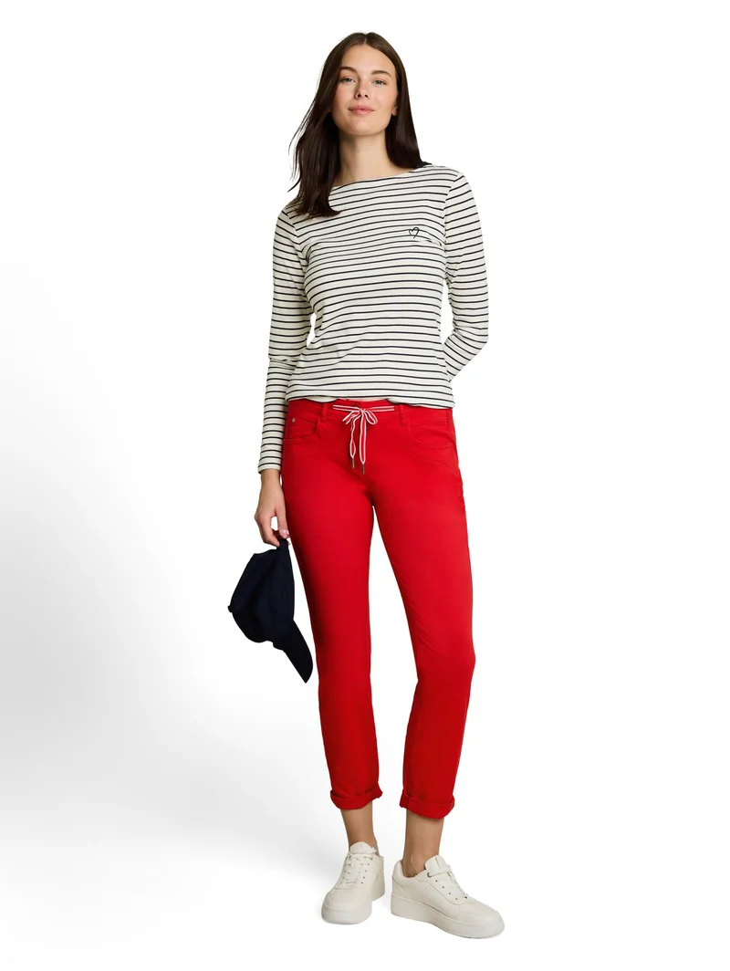 T-Shirt striped boatneck, navy offwhite stripe