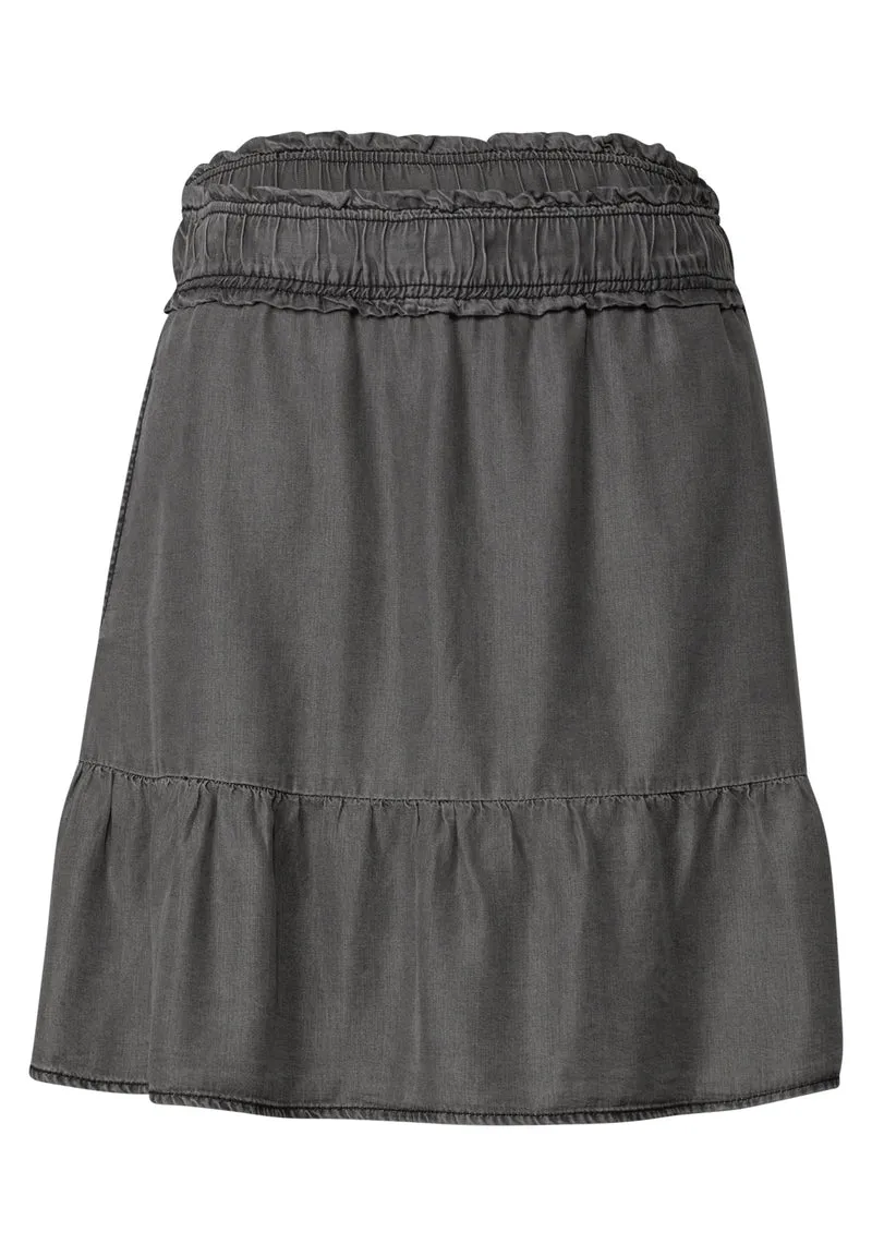 Studio_washed volant skirt_sol, tencel grey