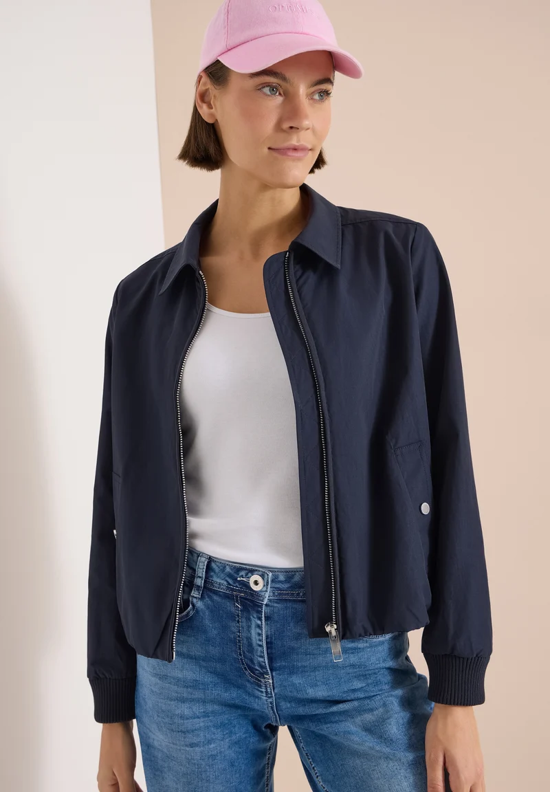 Cotton Blouson with collar, urban dark blue