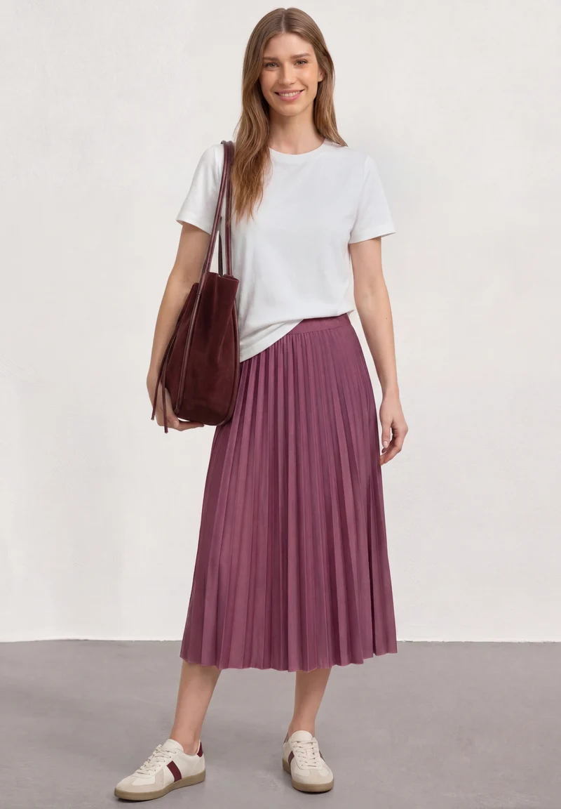 Midi skirt Plissée_solid, dark clouded blush