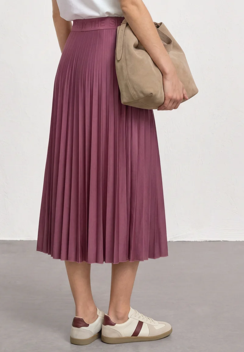 Midi skirt Plissée_solid, dark clouded blush
