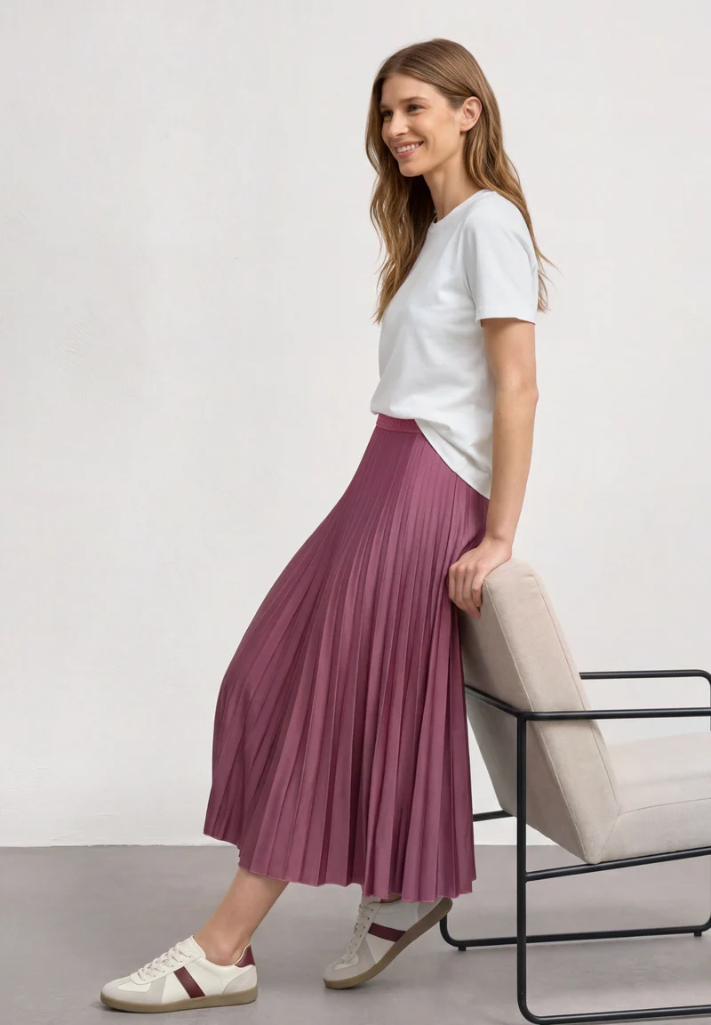 Midi skirt Plissée_solid, dark clouded blush