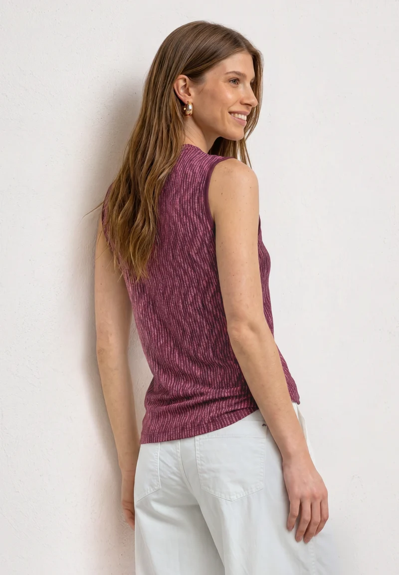 LTD QR printed turtle neck top, blush berry
