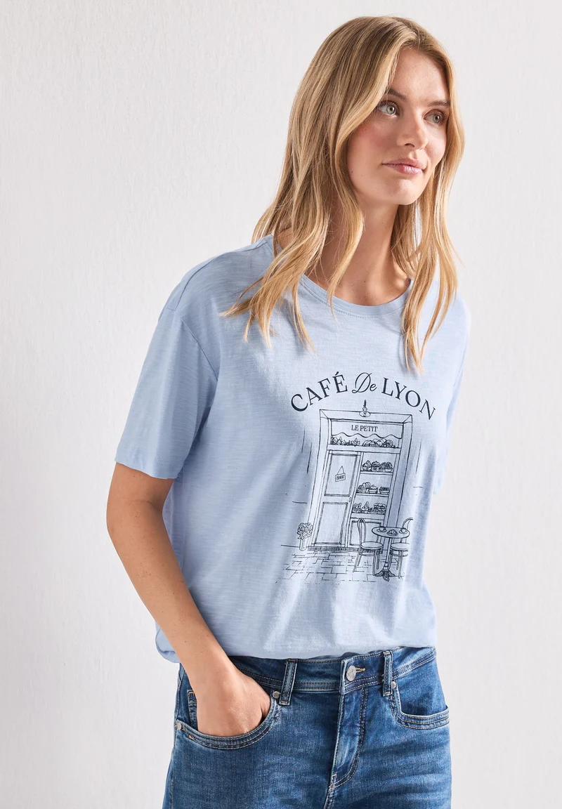 LTD QR shirt w.illustration, whispery blue