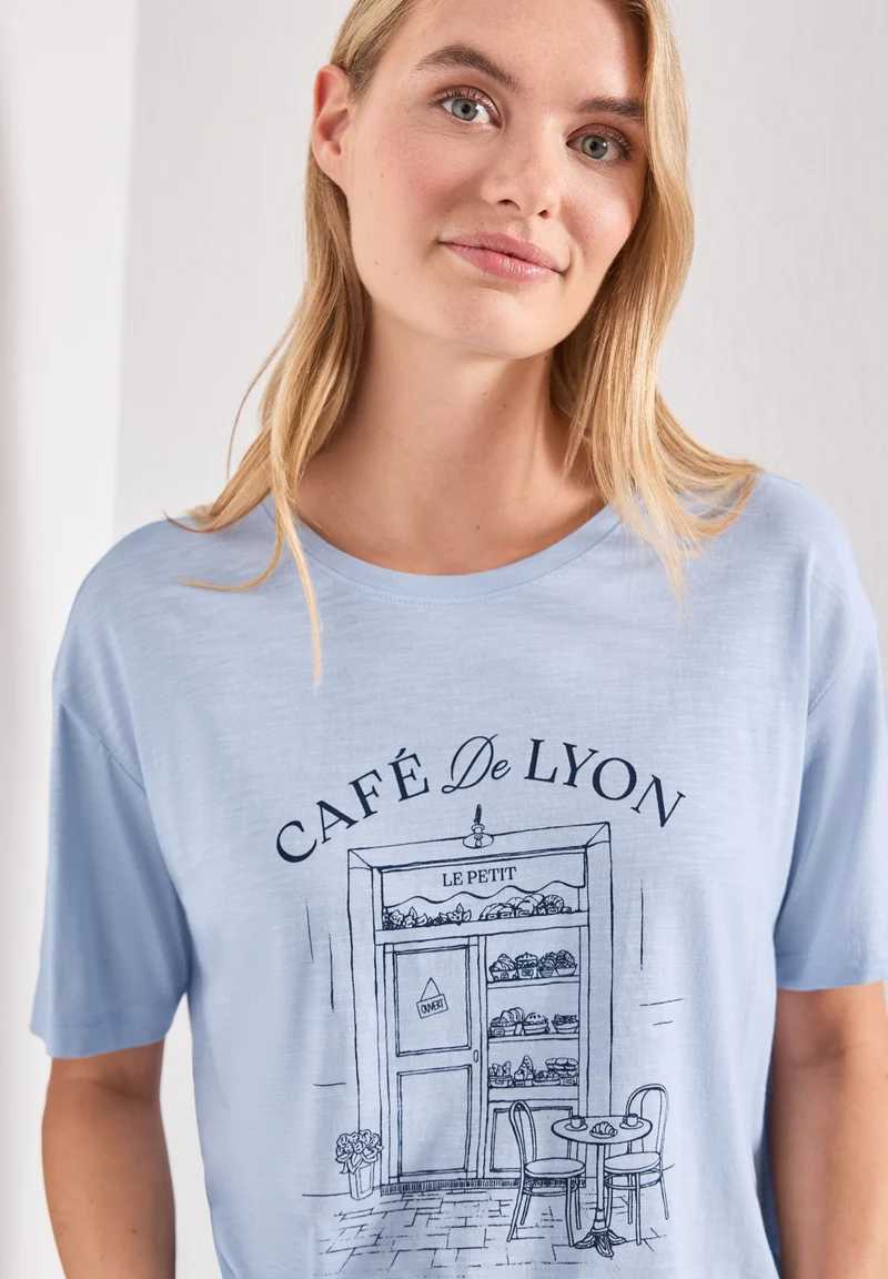 LTD QR shirt w.illustration, whispery blue