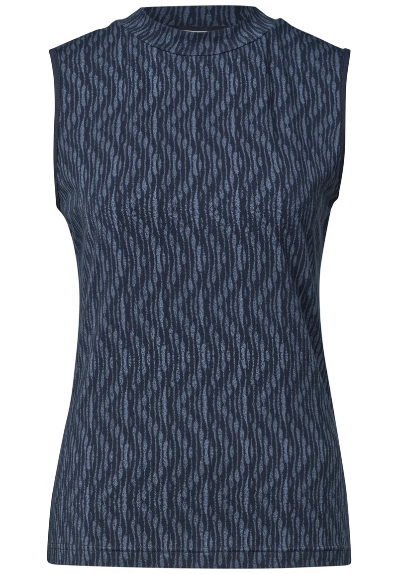 LTD QR printed turtle neck top, ashen blue