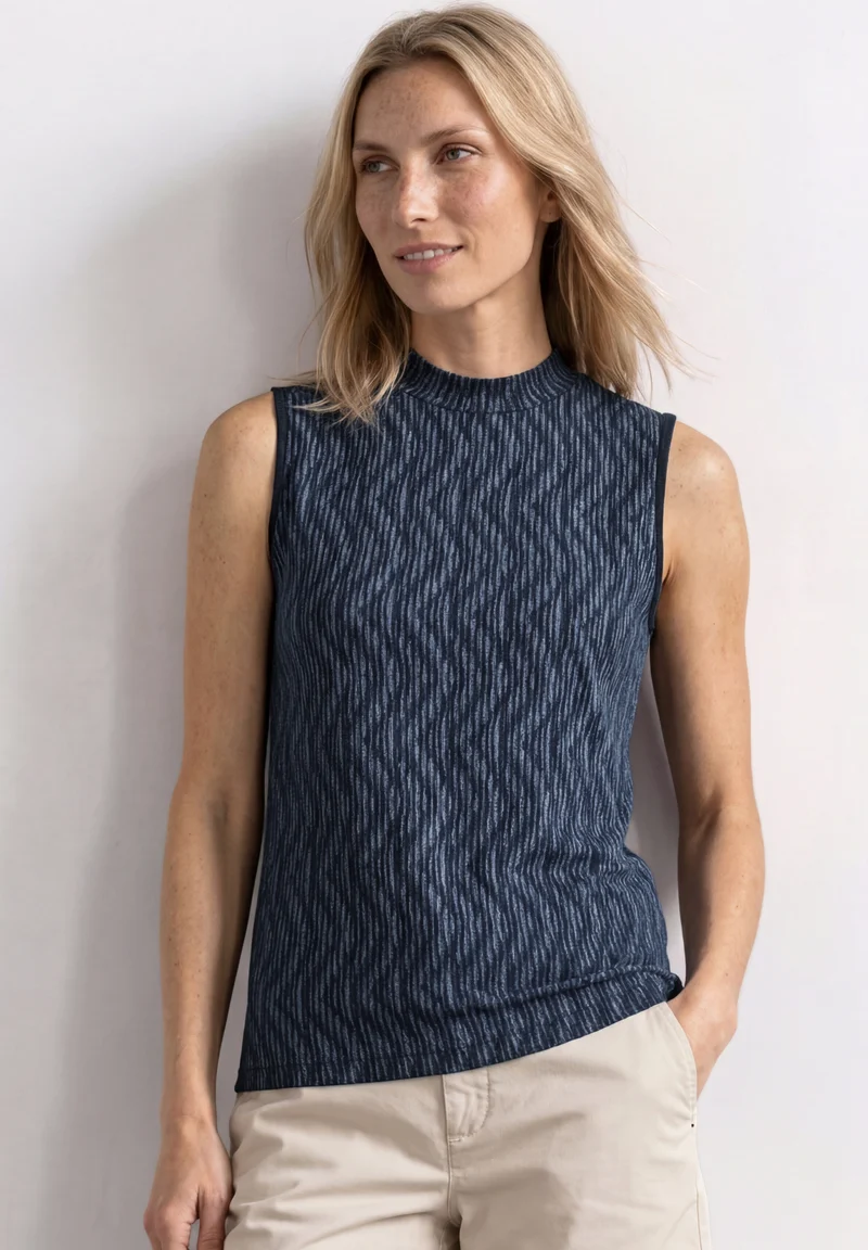 LTD QR printed turtle neck top, ashen blue
