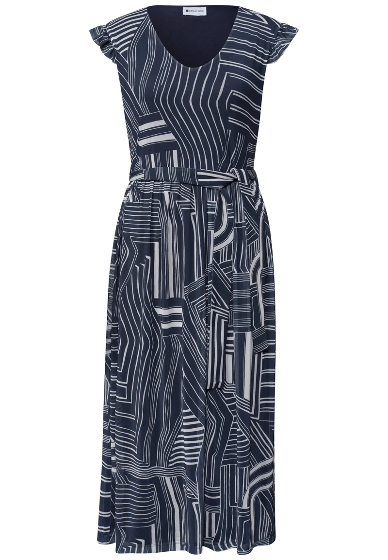 Printed Mesh Dress_AOP, darkest blue