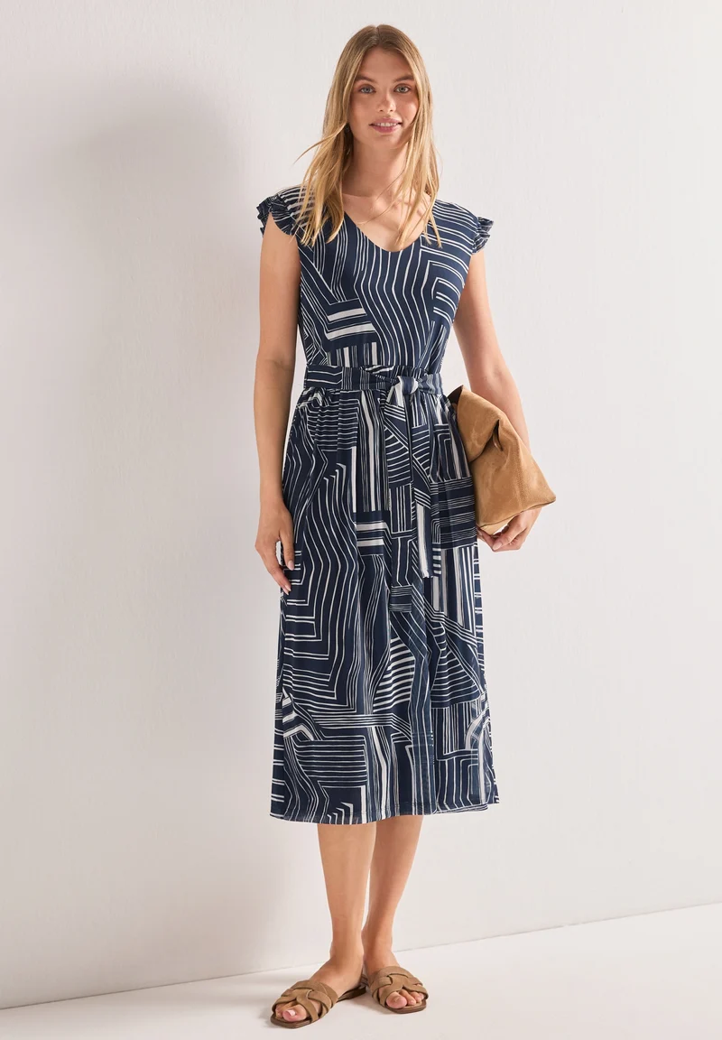 Printed Mesh Dress_AOP, darkest blue