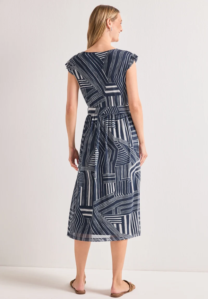 Printed Mesh Dress_AOP, darkest blue