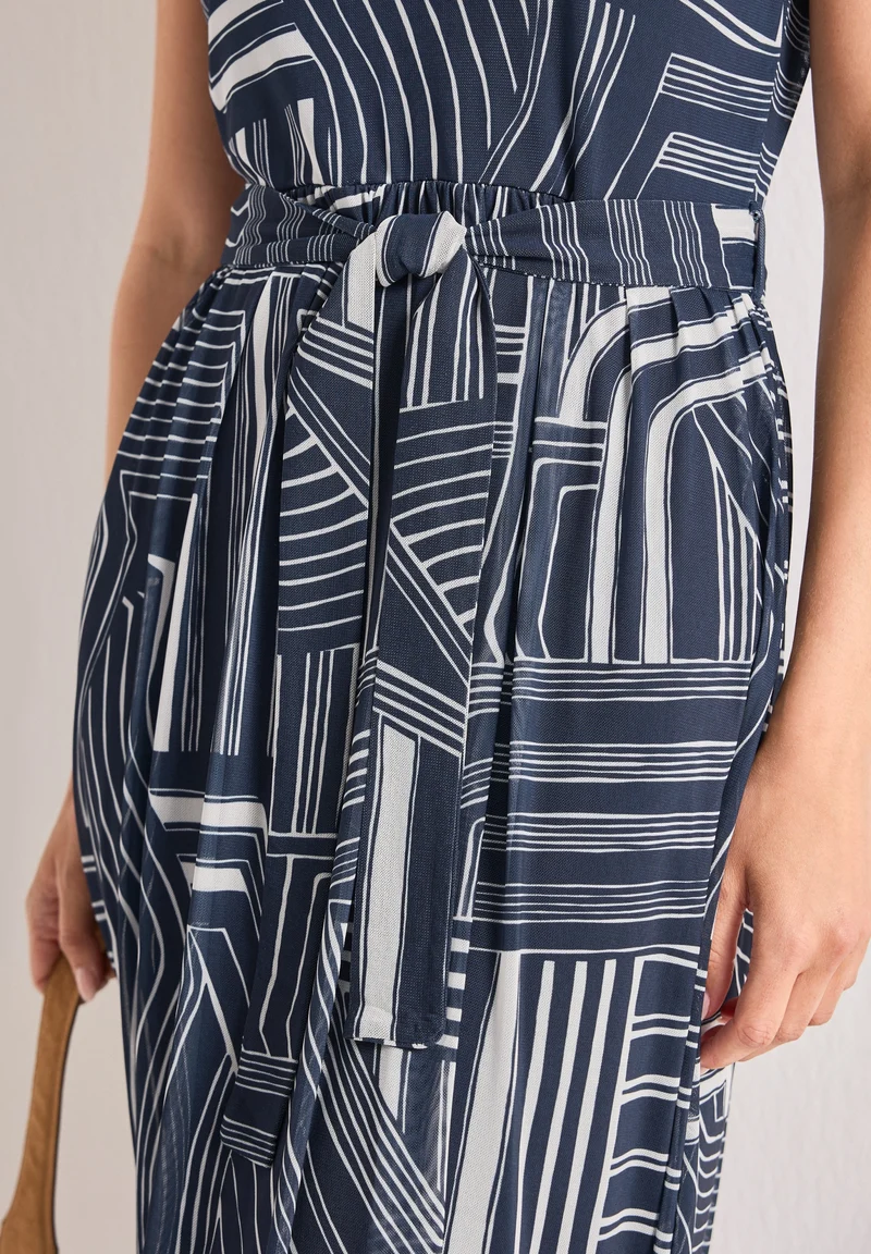 Printed Mesh Dress_AOP, darkest blue