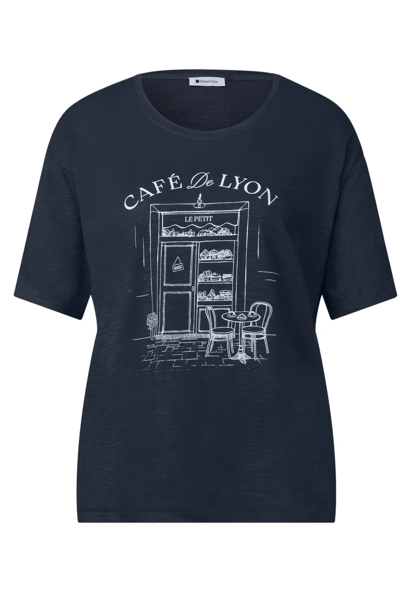 LTD QR shirt w.illustration, darkest blue