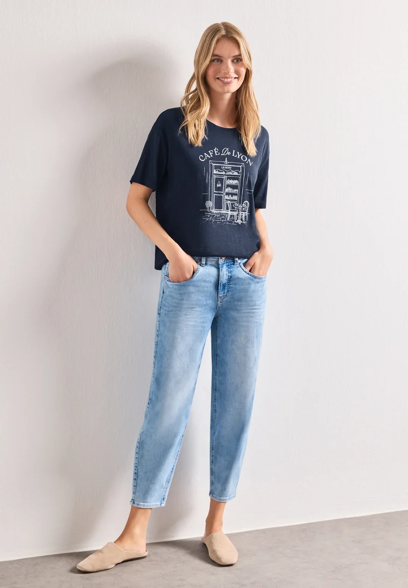 LTD QR shirt w.illustration, darkest blue