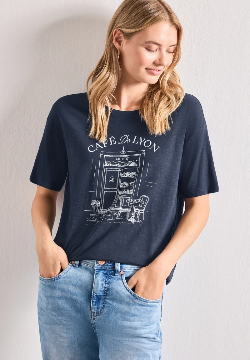 LTD QR shirt w.illustration, darkest blue