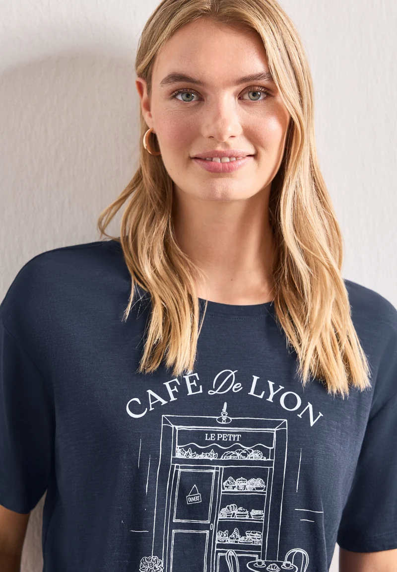 LTD QR shirt w.illustration, darkest blue