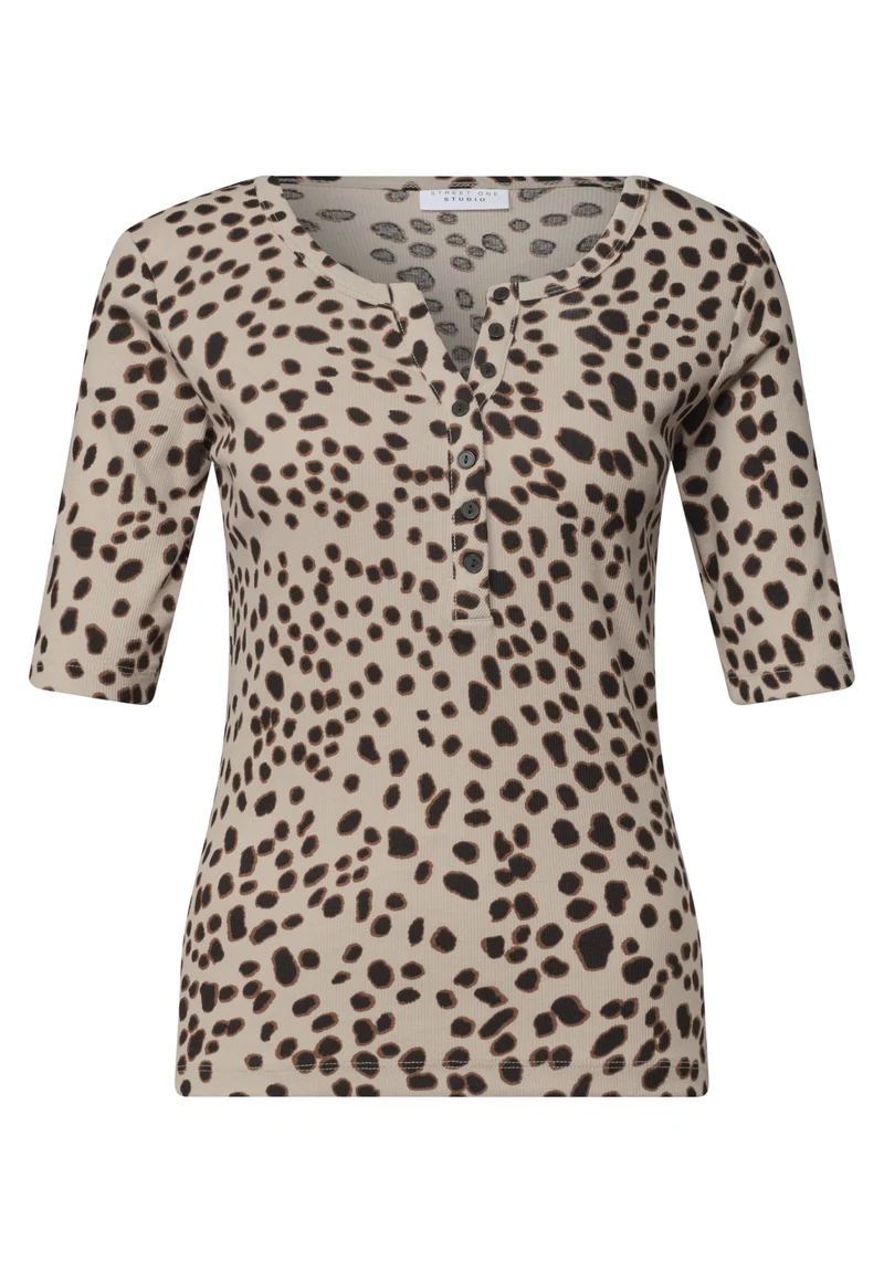 LTD QR Studio_Printed rib shir, Black