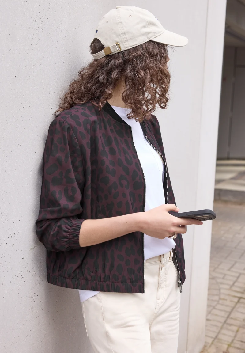 Studio Bomber Jkt w. AOP, very berry
