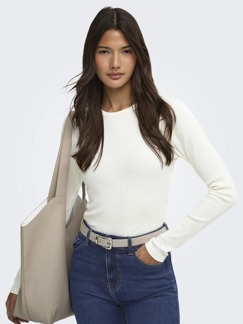 JDYLUCKY L/S O NECK NEW TOP JRS NOO, Cloud Dancer