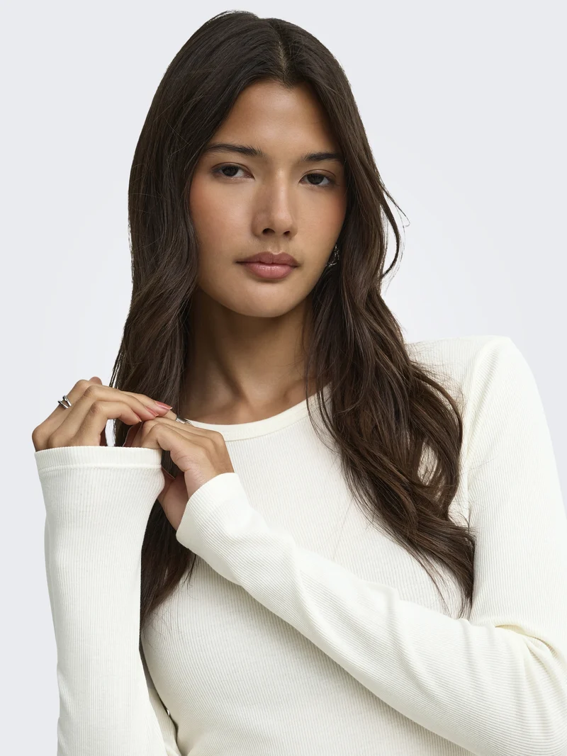 JDYLUCKY L/S O NECK NEW TOP JRS NOO, Cloud Dancer