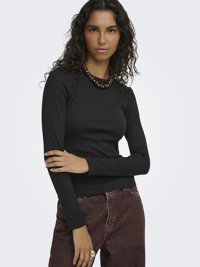 JDYLUCKY L/S O NECK NEW TOP JRS NOO, Black