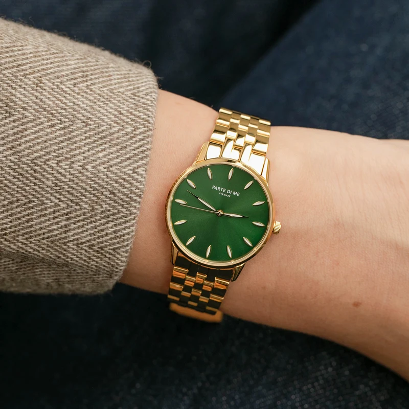 Parte Di Me Orologio rund Damenuhr goldfarben und grün PDM09046
