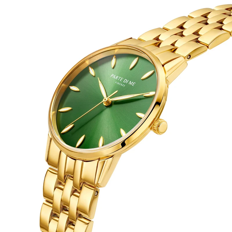 Parte Di Me Orologio rund Damenuhr goldfarben und grün PDM09046