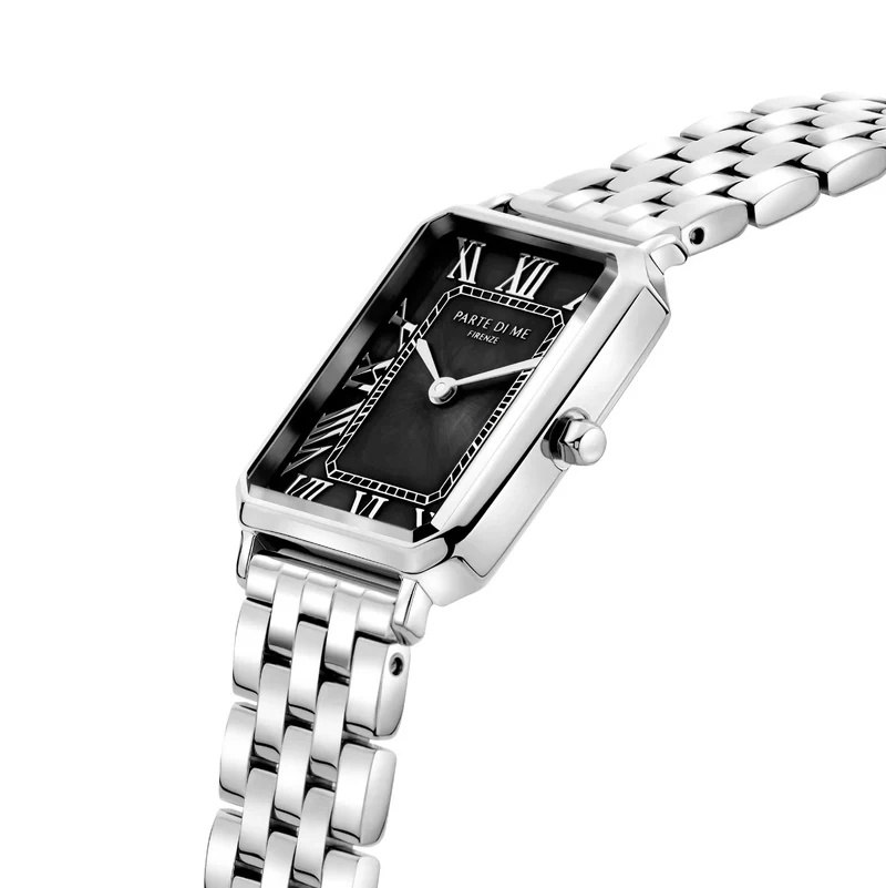 Parte di Me Orologio rectangular ladies watch silver coloured and black PDM09025