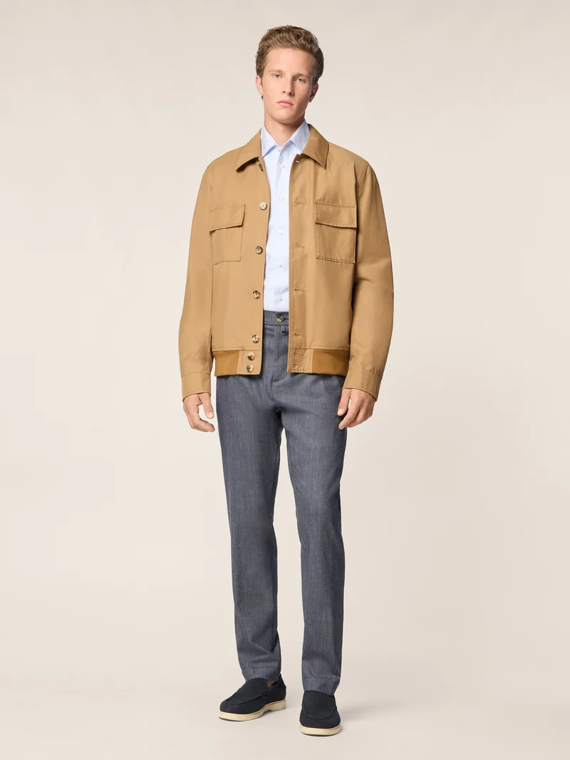 Gray – Pants in Wool, Silk and Linen Stretch Gabardine Loro Piana
