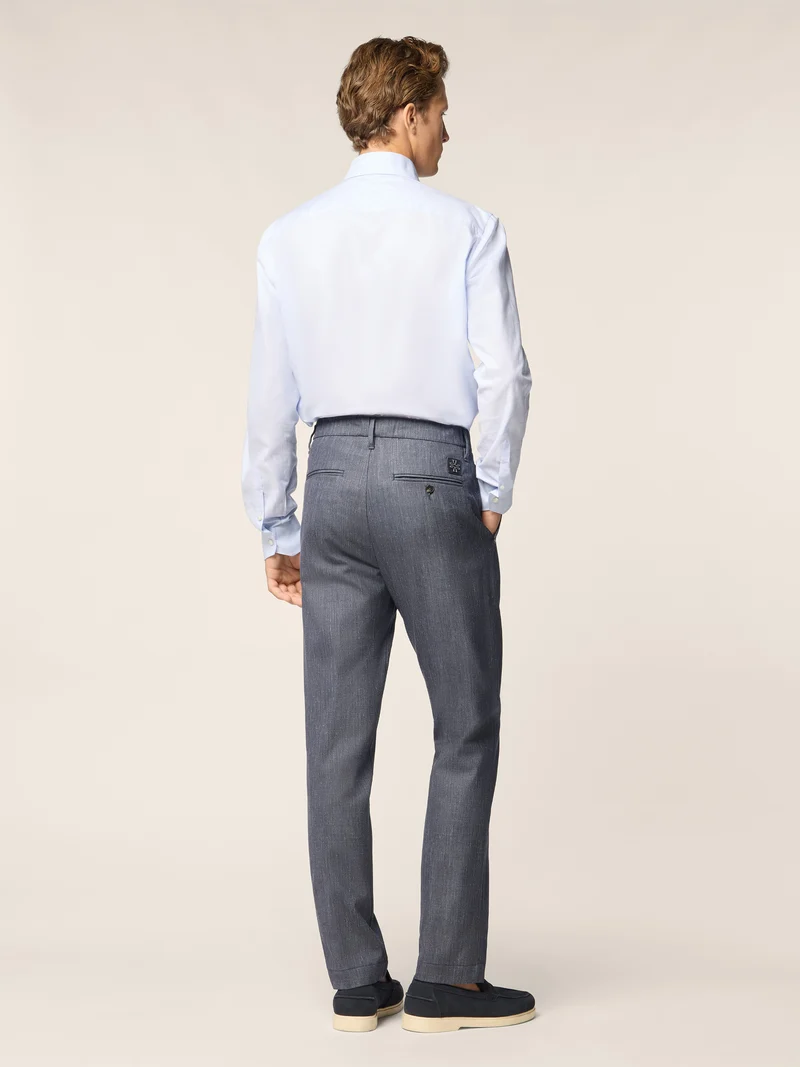 Gray – Pants in Wool, Silk and Linen Stretch Gabardine Loro Piana