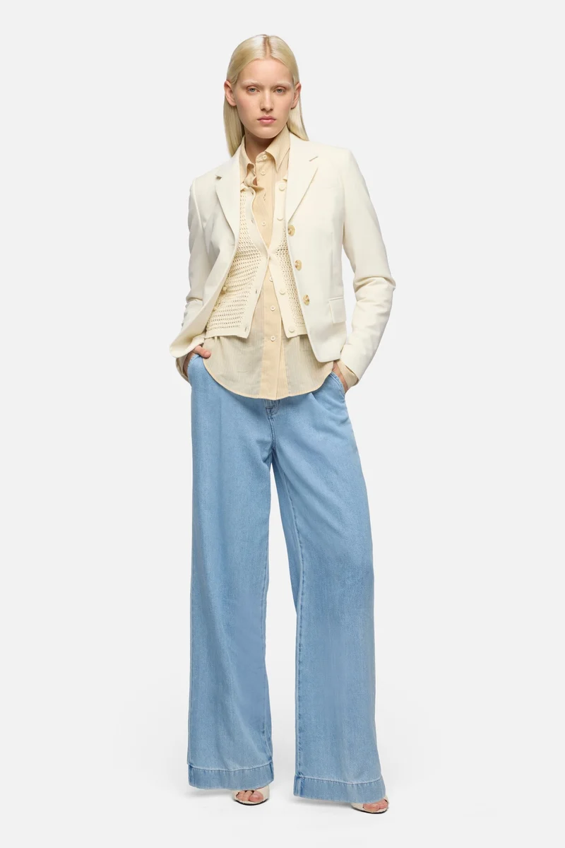 Oversize Button Down in Beige Stripe