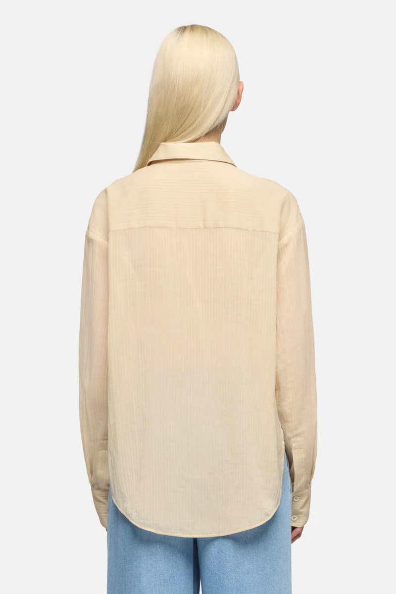 Oversize Button Down in Beige Stripe
