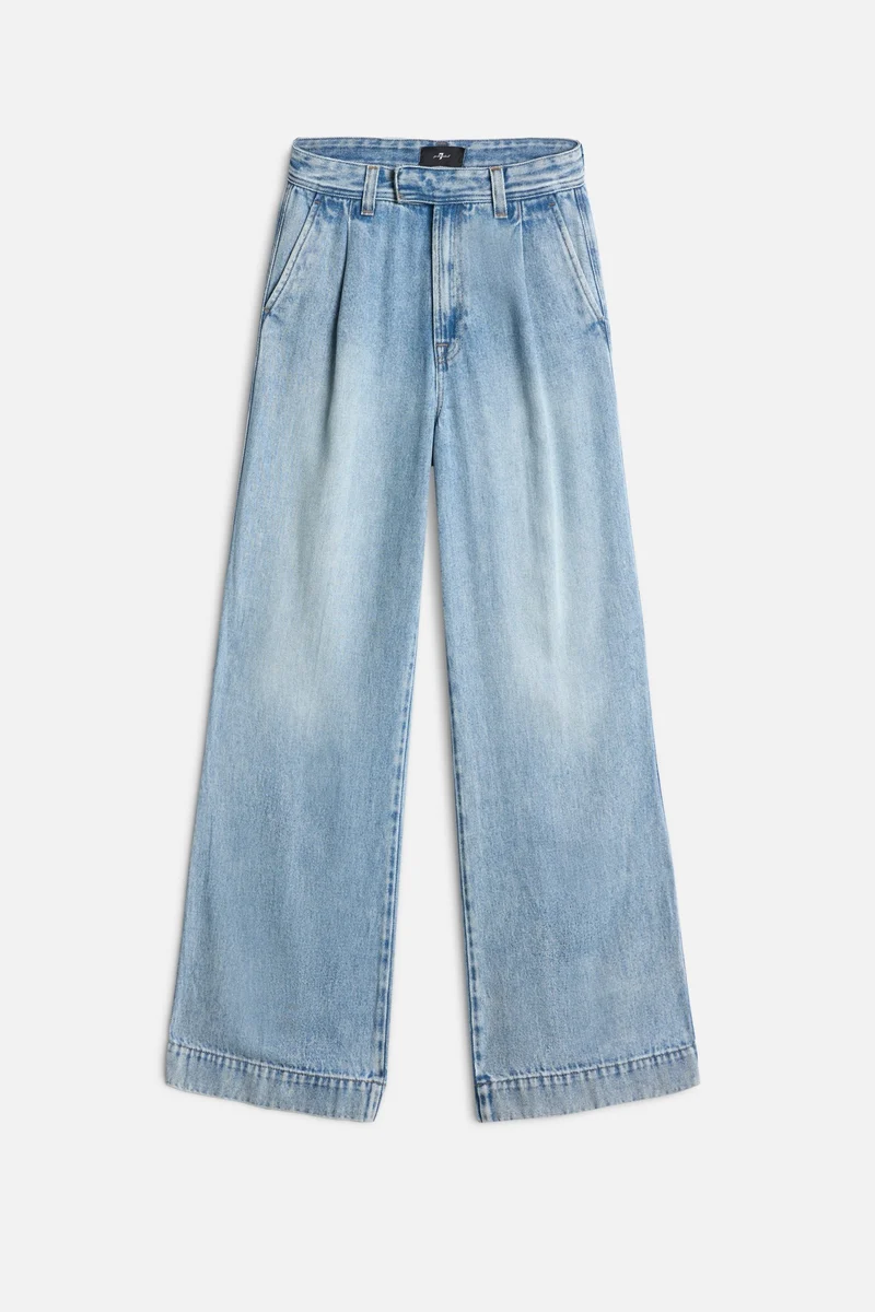 Denim Lustre Pleated Trouser in Abyss