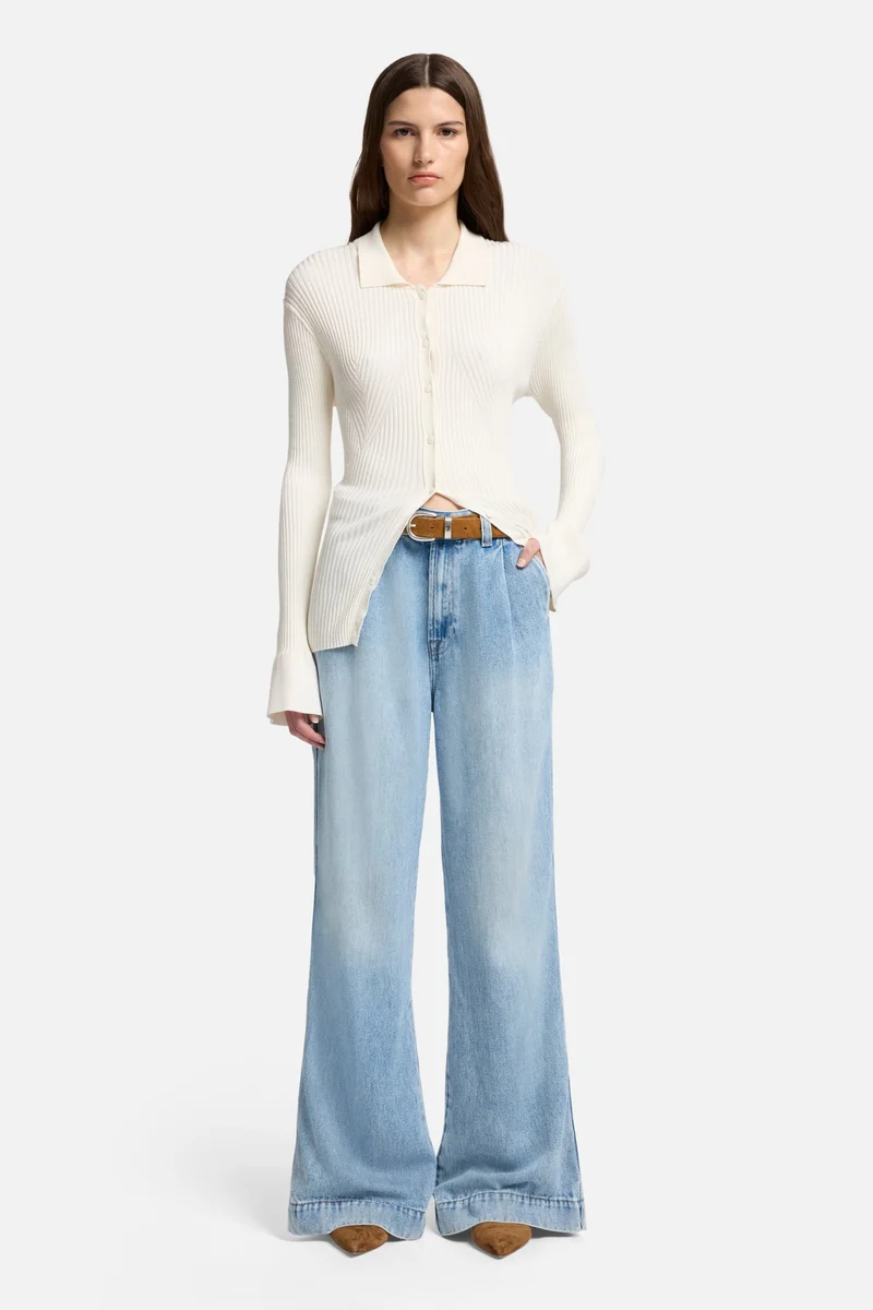 Denim Lustre Pleated Trouser in Abyss