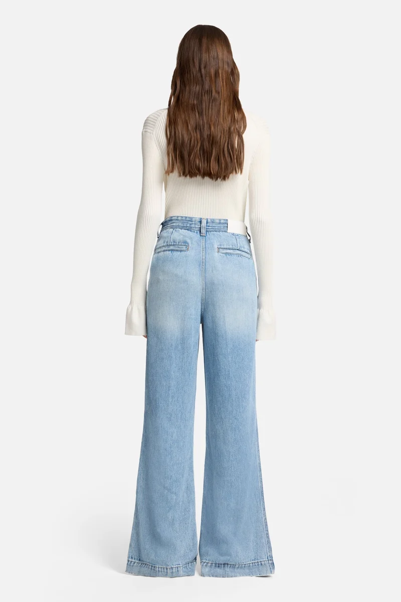 Denim Lustre Pleated Trouser in Abyss