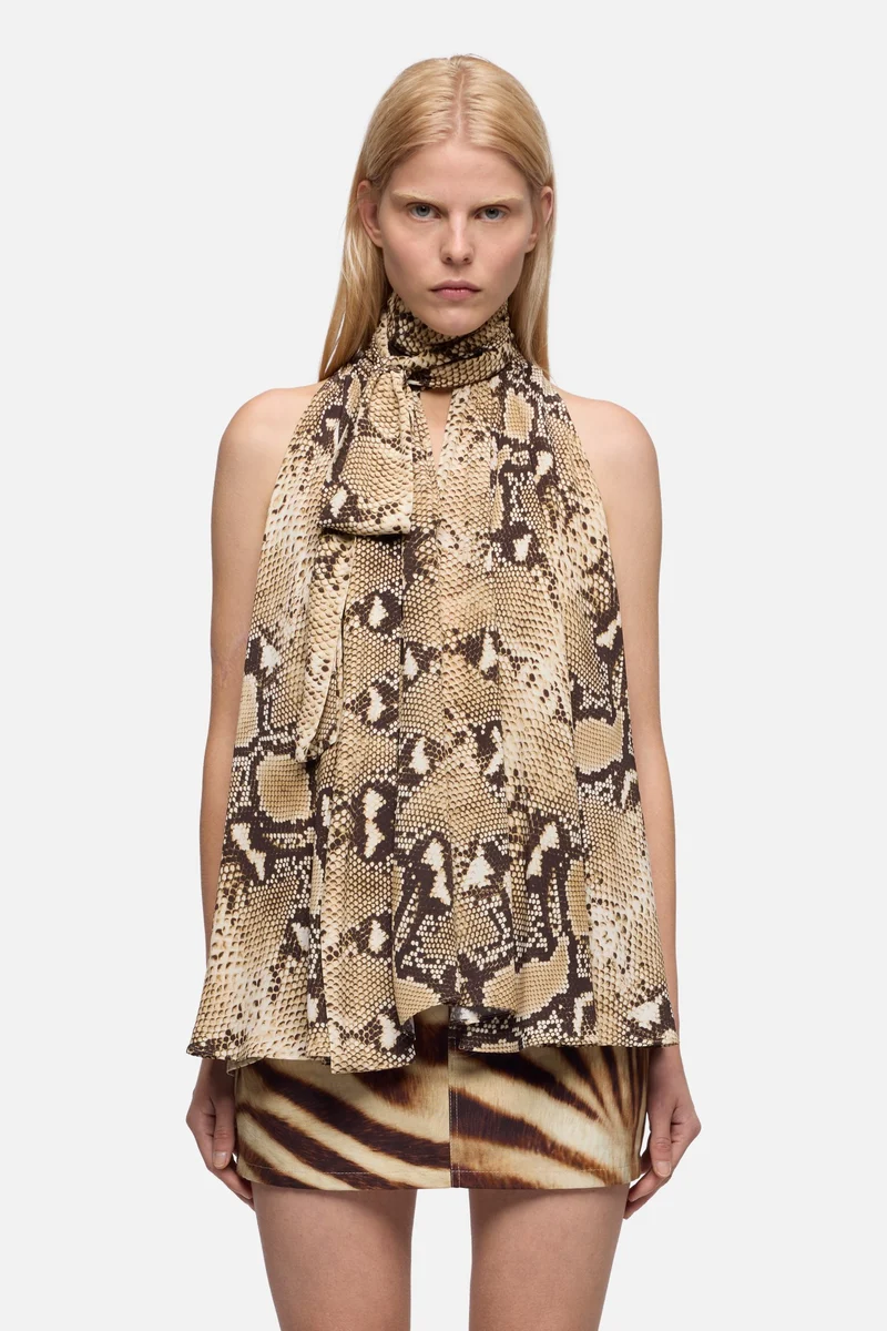 SLEEVELESS BLOUSE in Viscose Ecru