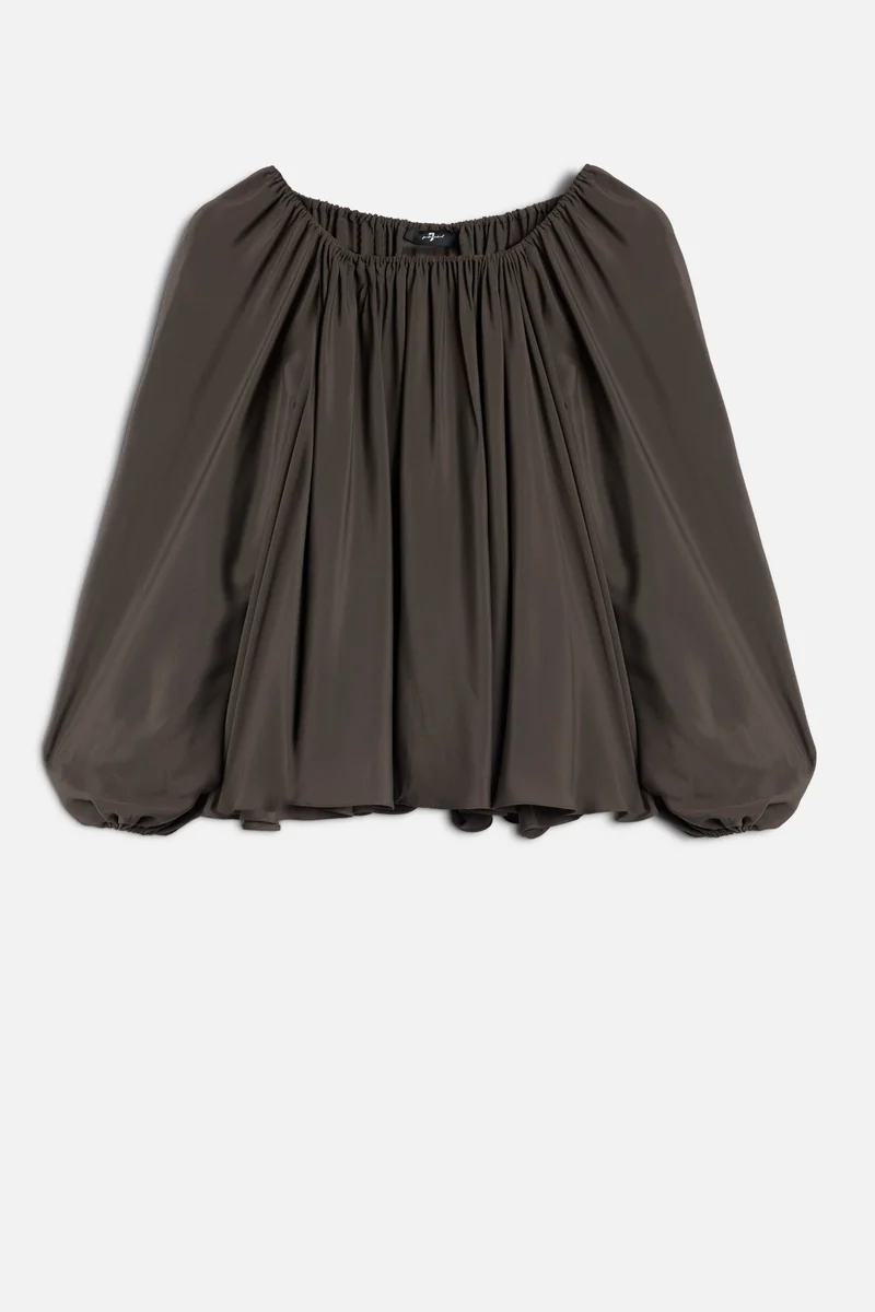 OFF SHOULDER BLOUSE in Silk Brownie