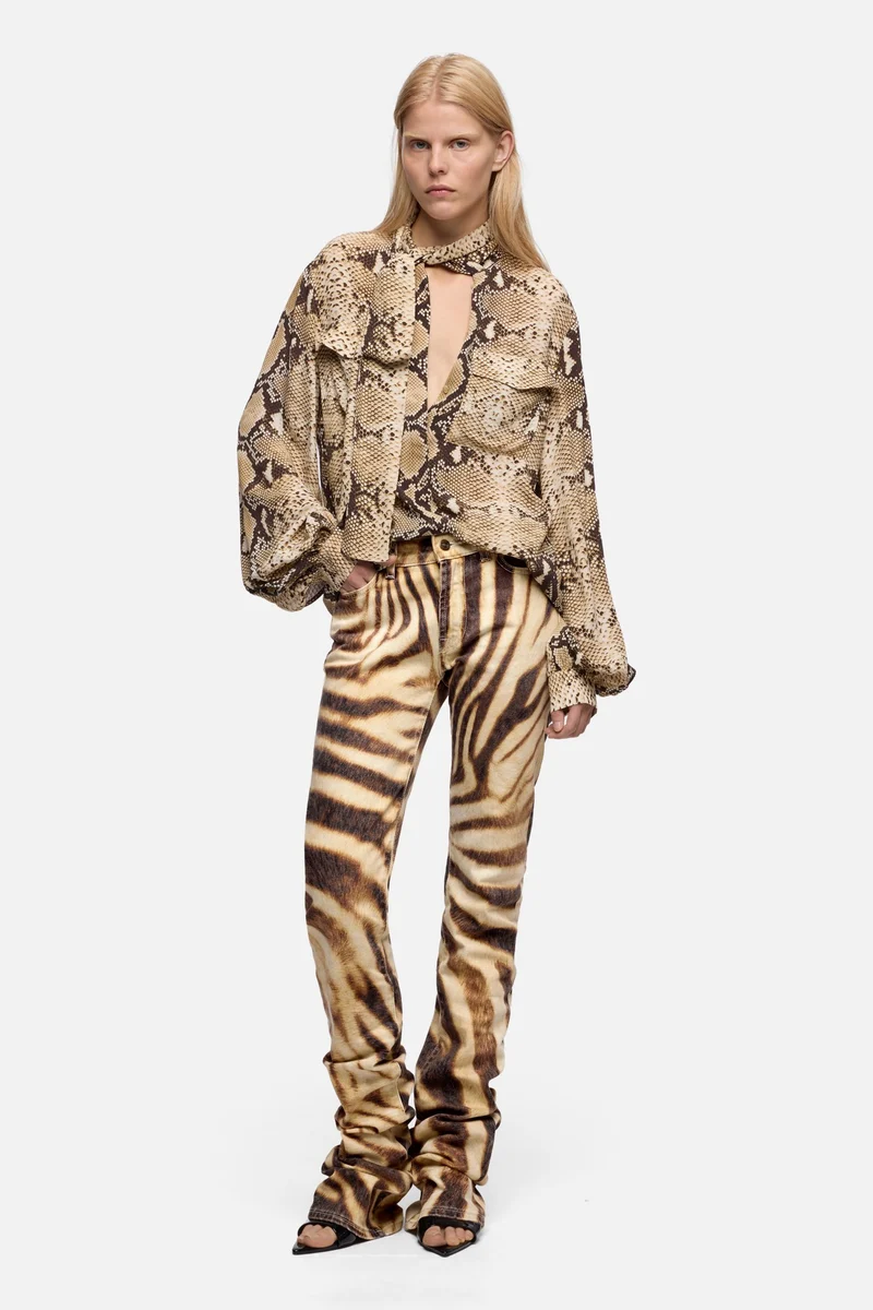 BALLOON SLEEVE BLOUSE in Viscose Snake